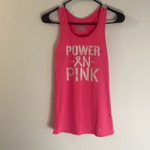 Under Armour power in pink tank top small